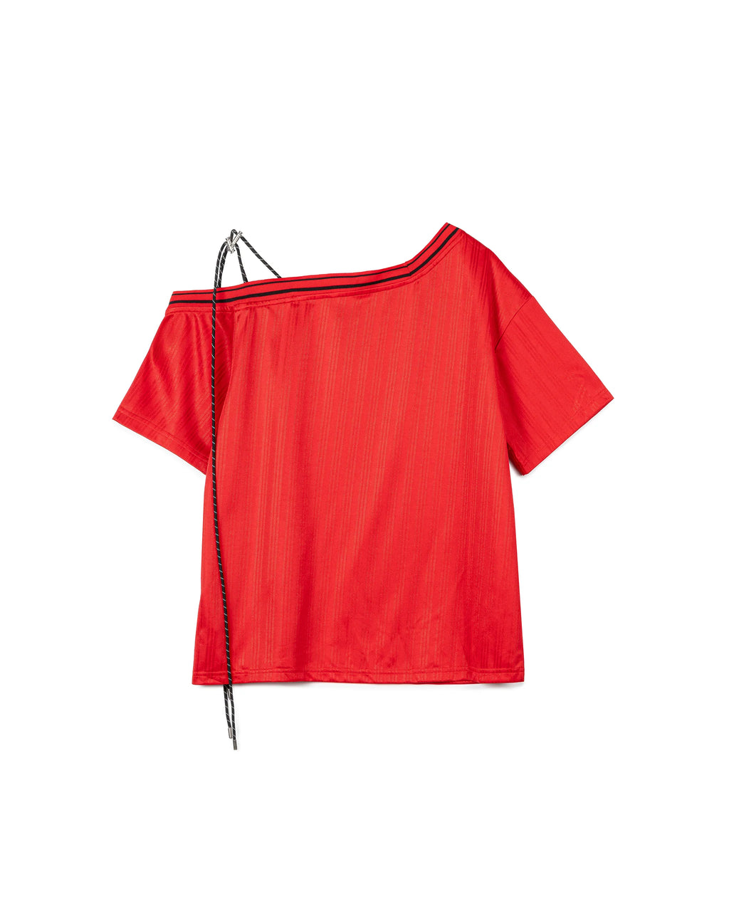 DECONSTRUCTED STRIPED-TRIM TECHNICAL TOP RED