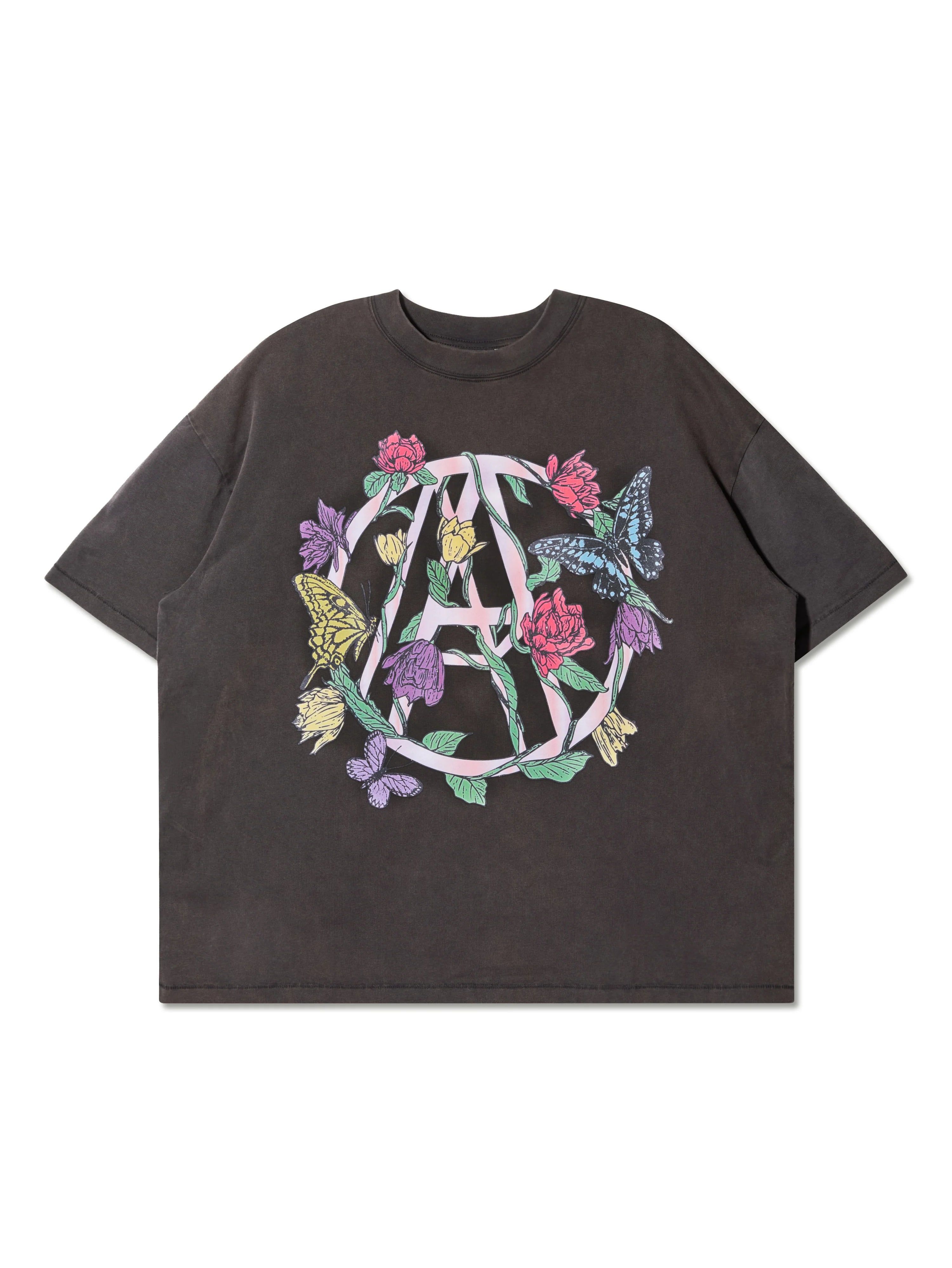 WASHED BUTTERFLY BOXY TEE BLACK