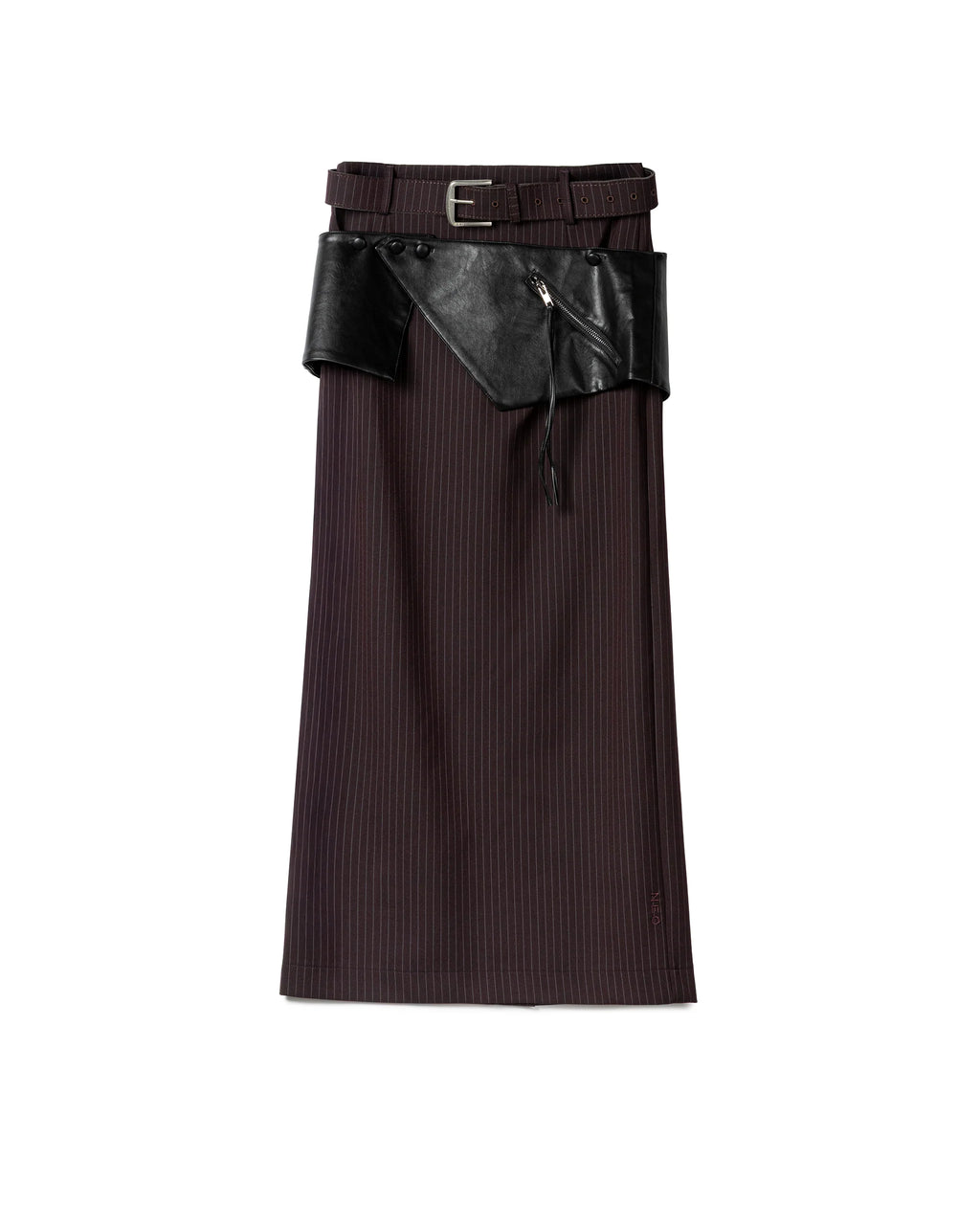 TAILORED PENCIL SKIRT WITH WAIST BELT BURGUNDY