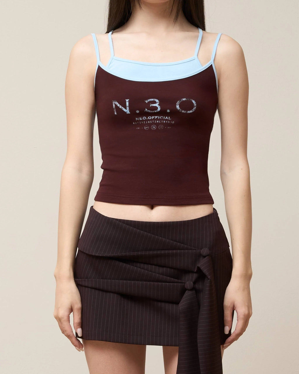 ASYMMETRICAL DRAPE TIE MINI SKIRT BLACK