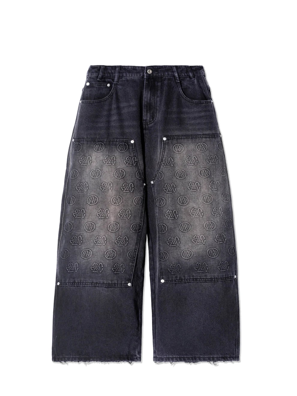 AL EMBOSS DOUBLE KNEE PANTS BLACK