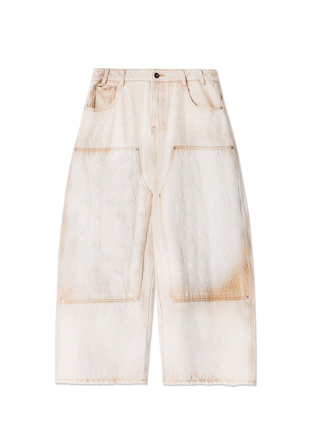 AL EMBOSS DOUBLE KNEE PANTS BROWN