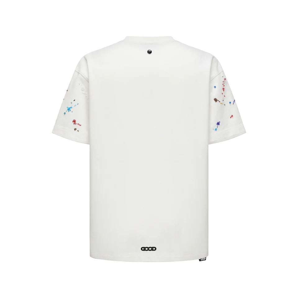 RAINBOW CANDY BEADS TEE WHITE