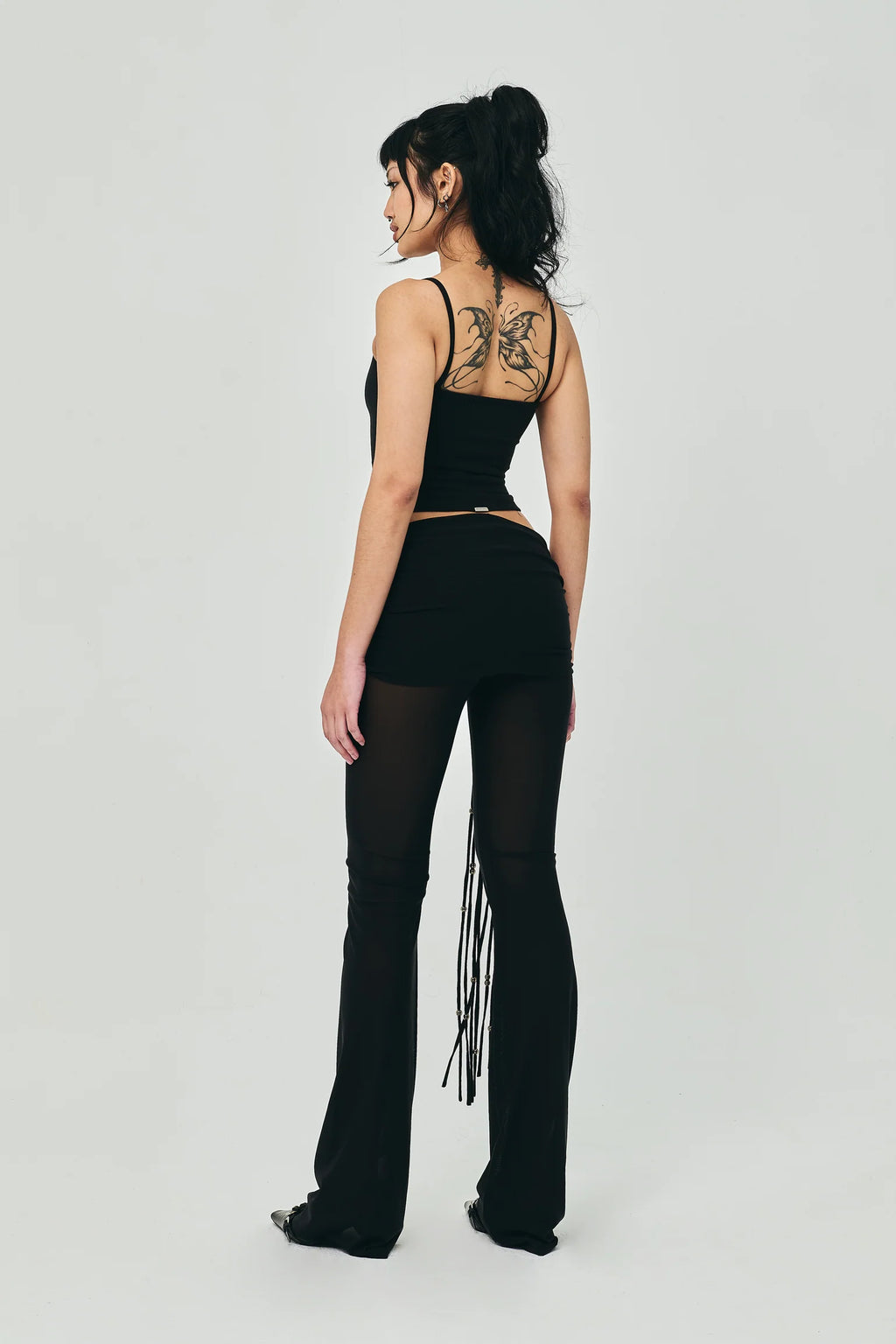 MESH WHIP PANTS BLACK