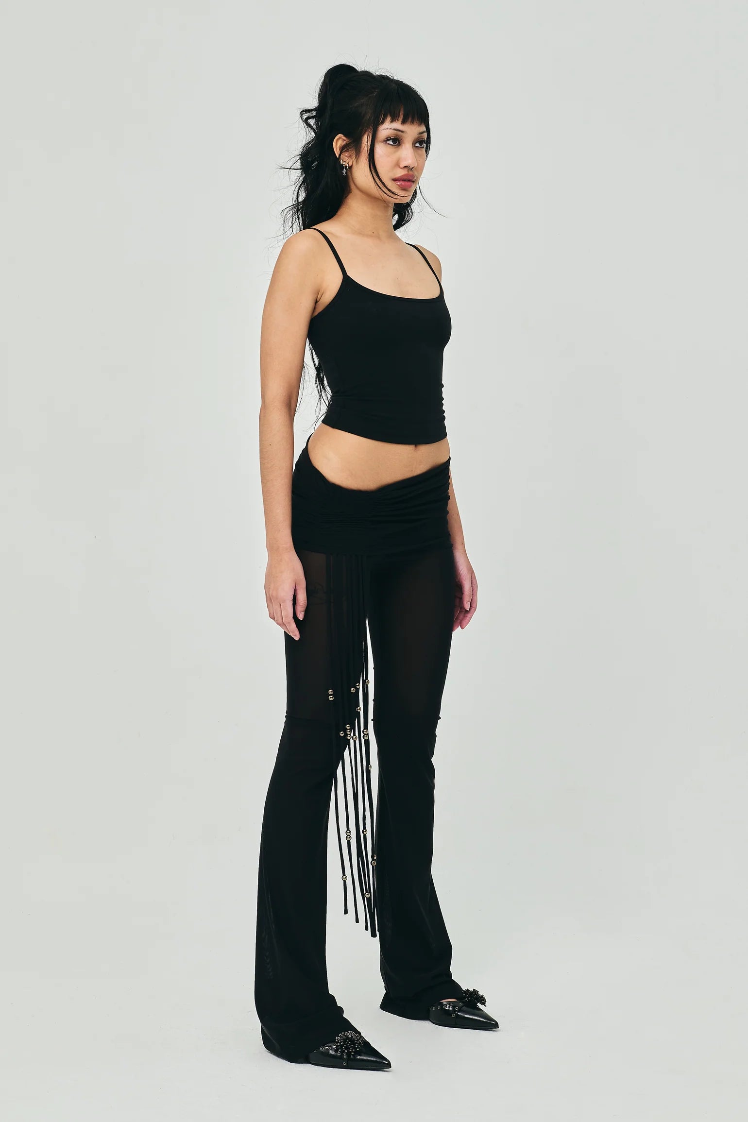 MESH WHIP PANTS BLACK