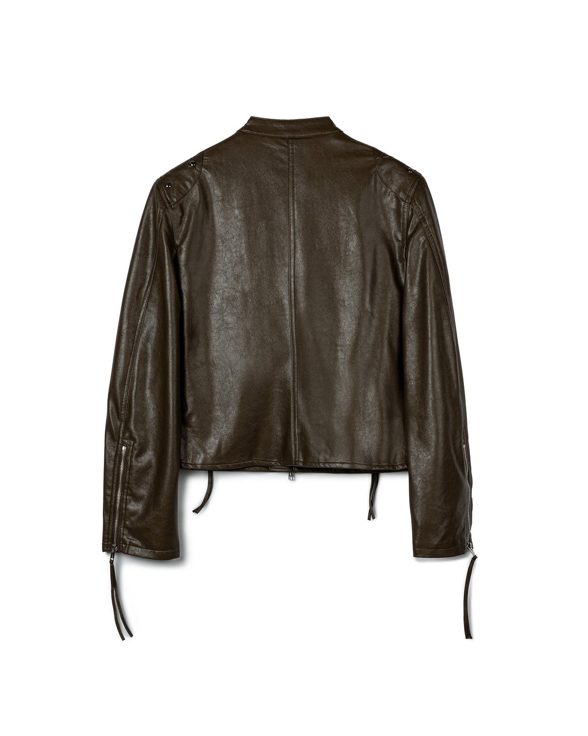 PLAID-LINED LEATHER JACKET BROWN