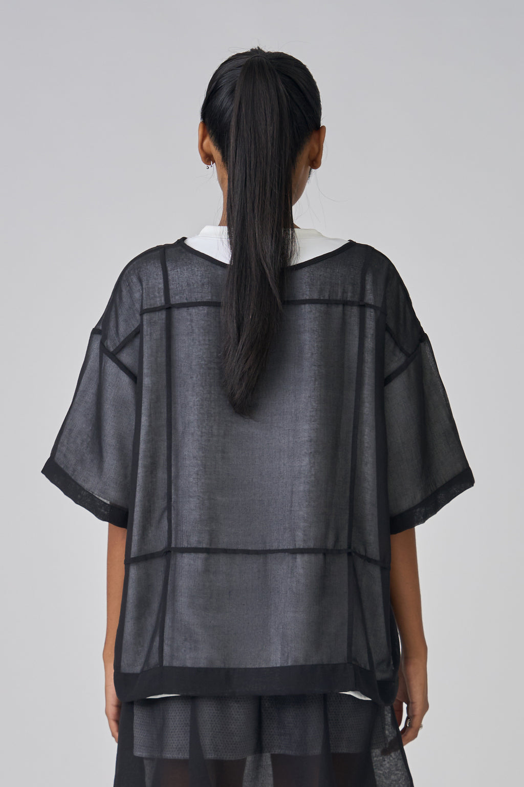 LAYERED VOILE TEE - BLACK