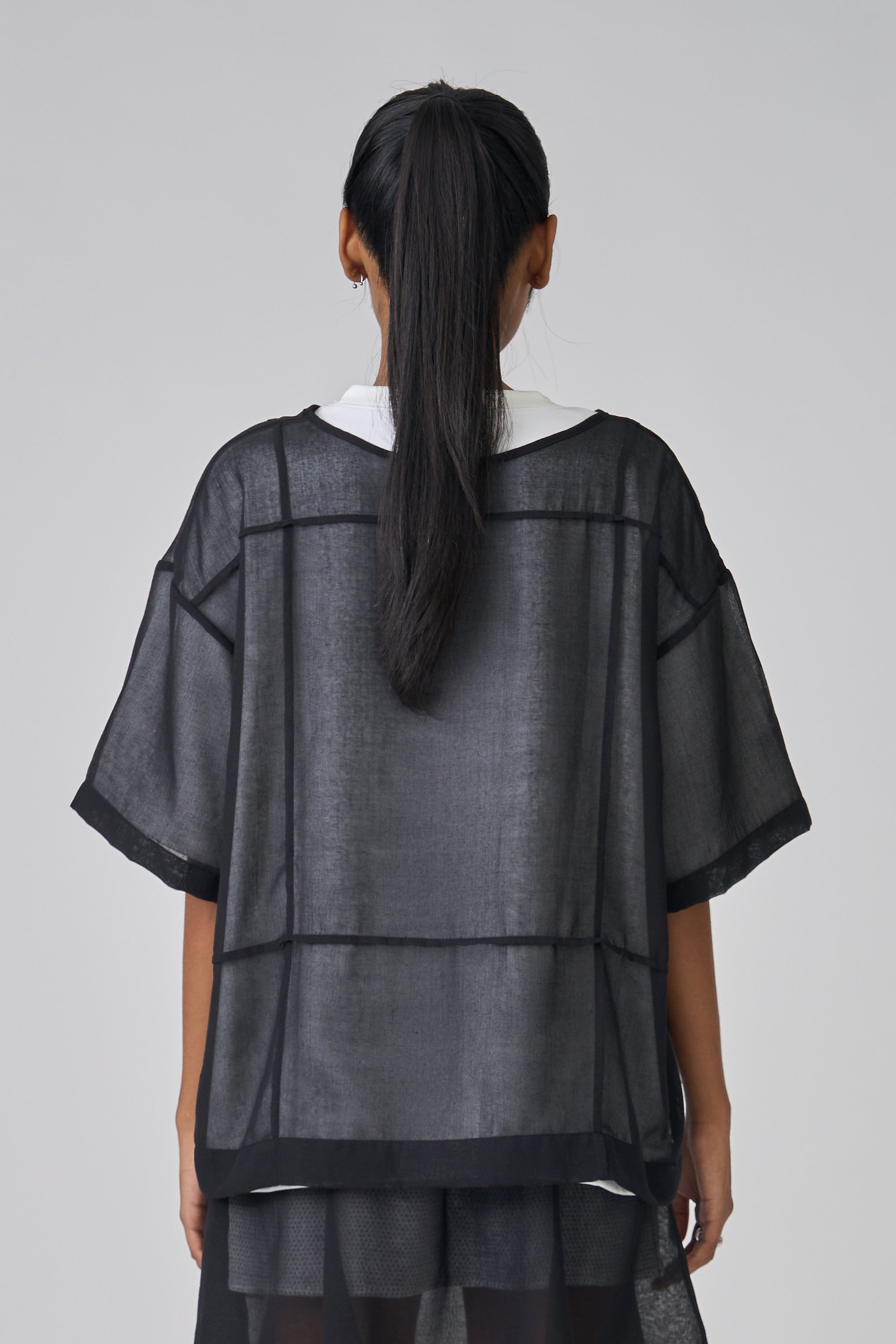 LAYERED VOILE TEE - BLACK