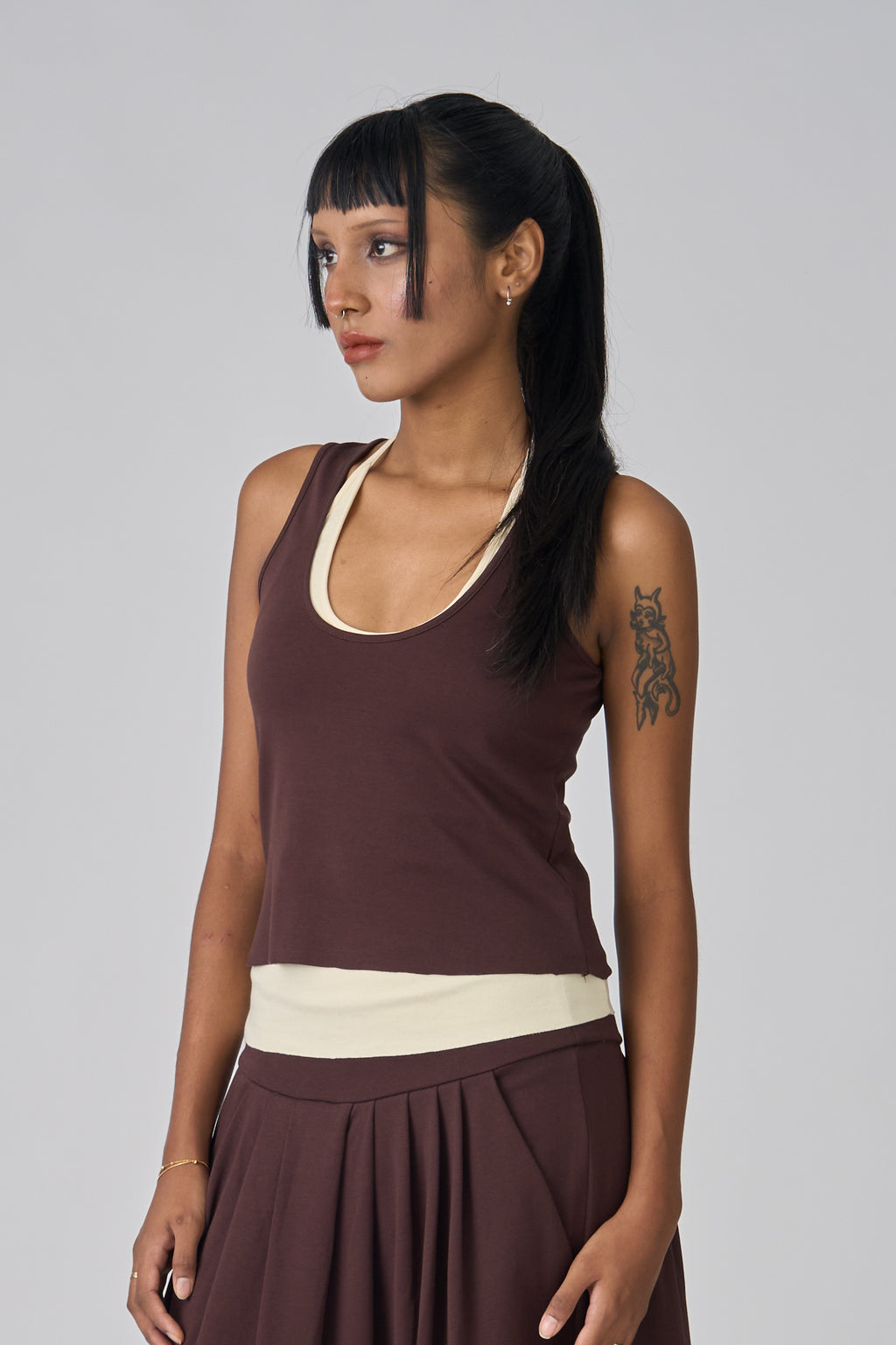 DUO LAYERED TANK - BUTTER/CHESTNUT