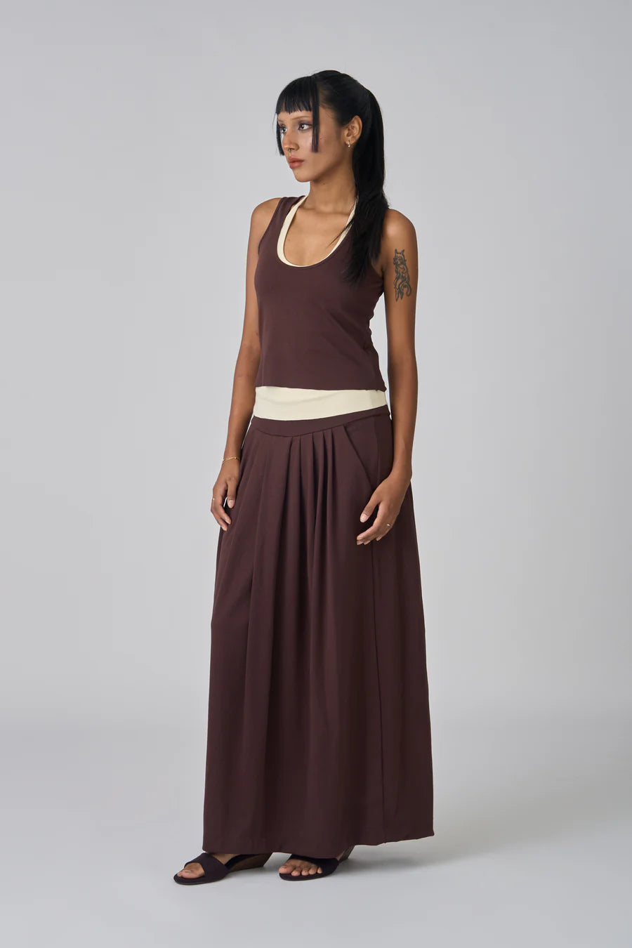 DUO LAYERED TANK - BUTTER/CHESTNUT