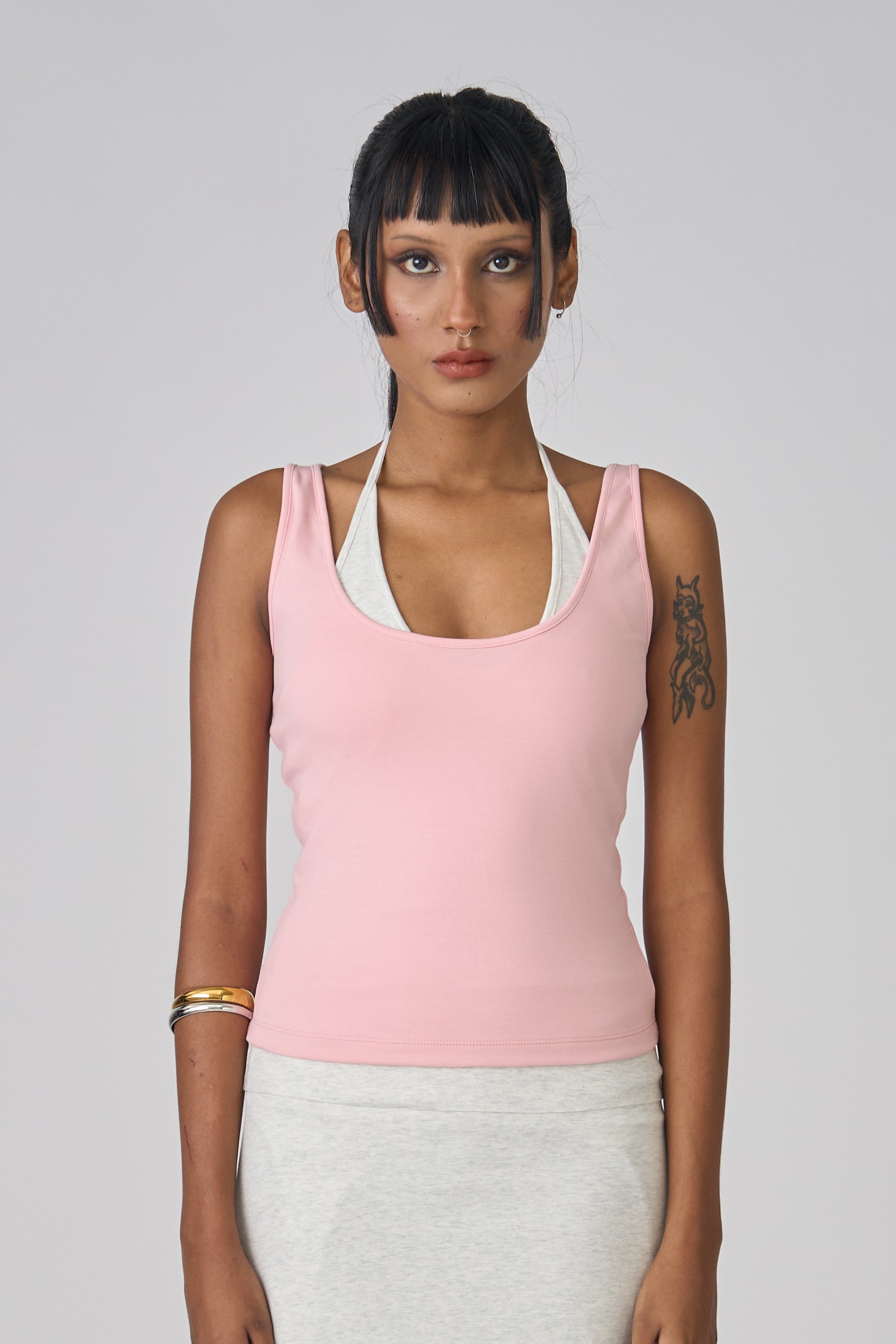 DUO LAYERED TANK - PINK/GREY