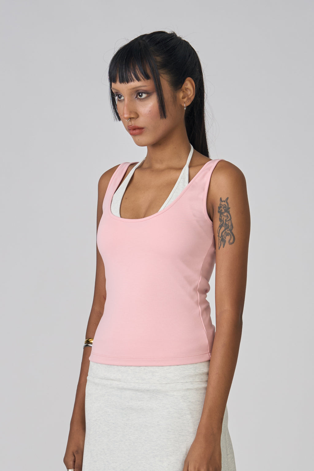 DUO LAYERED TANK - PINK/GREY