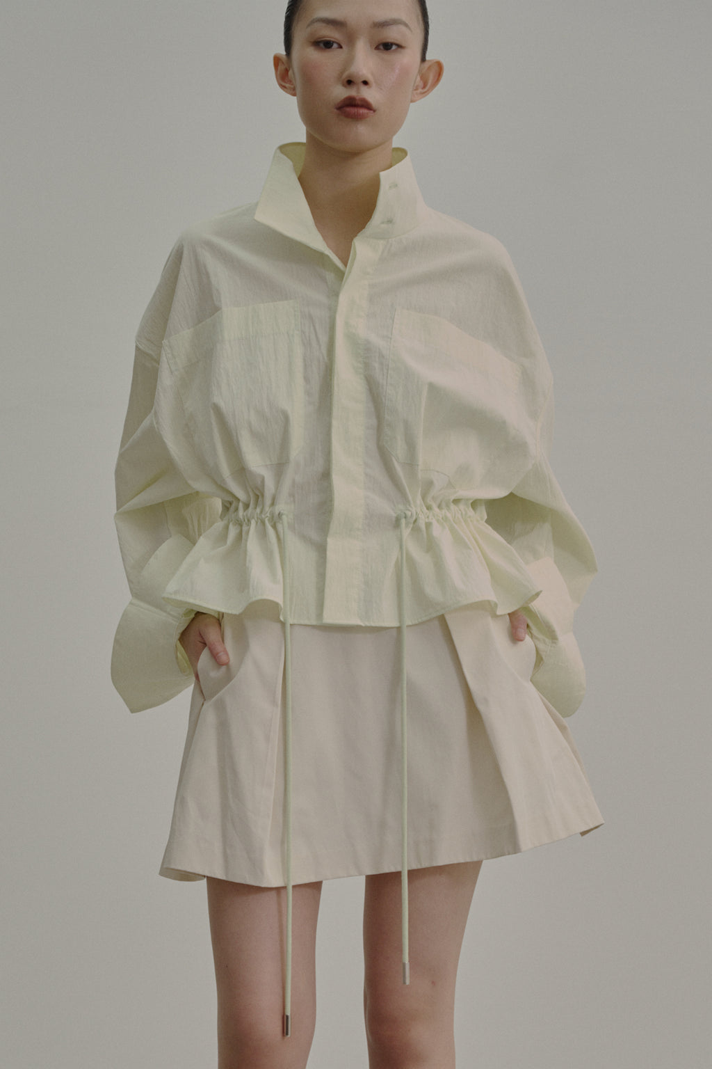 'Bloom' Skirt in Tencel Cotton Blend Twill Blue