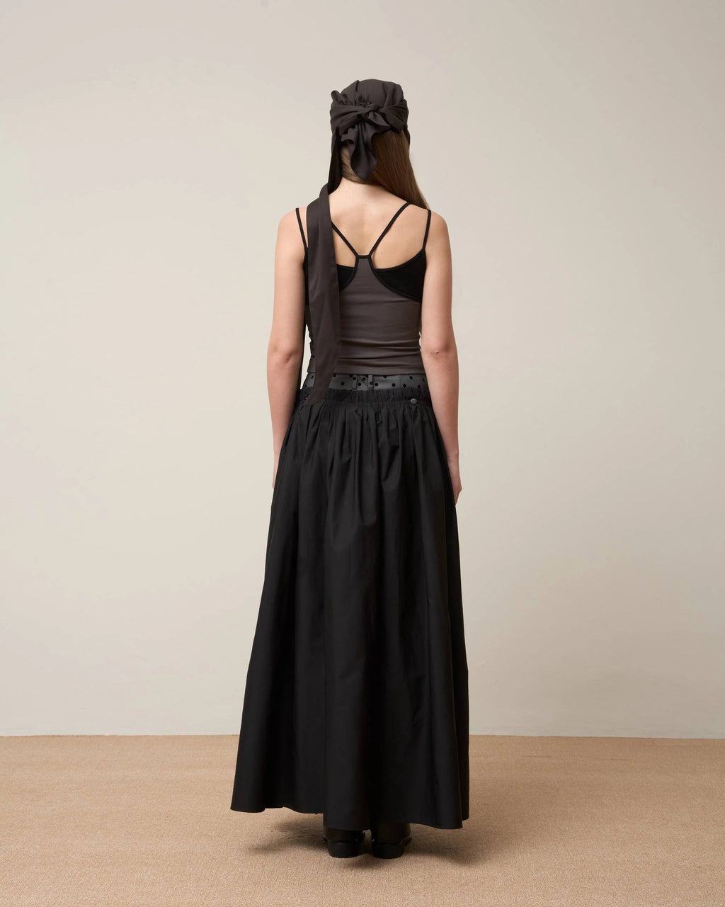 FLOWING DOUBLE LAYERED POLKA MIDI SKIRT