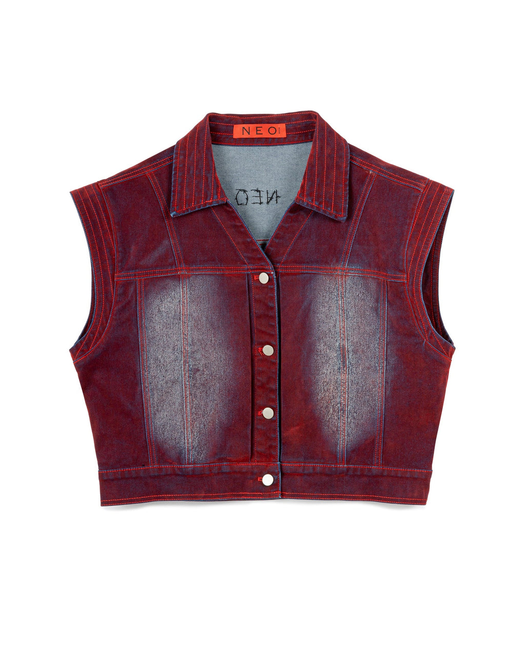 FADED WRINKLE SLEEVELESS OUTERWEAR RED