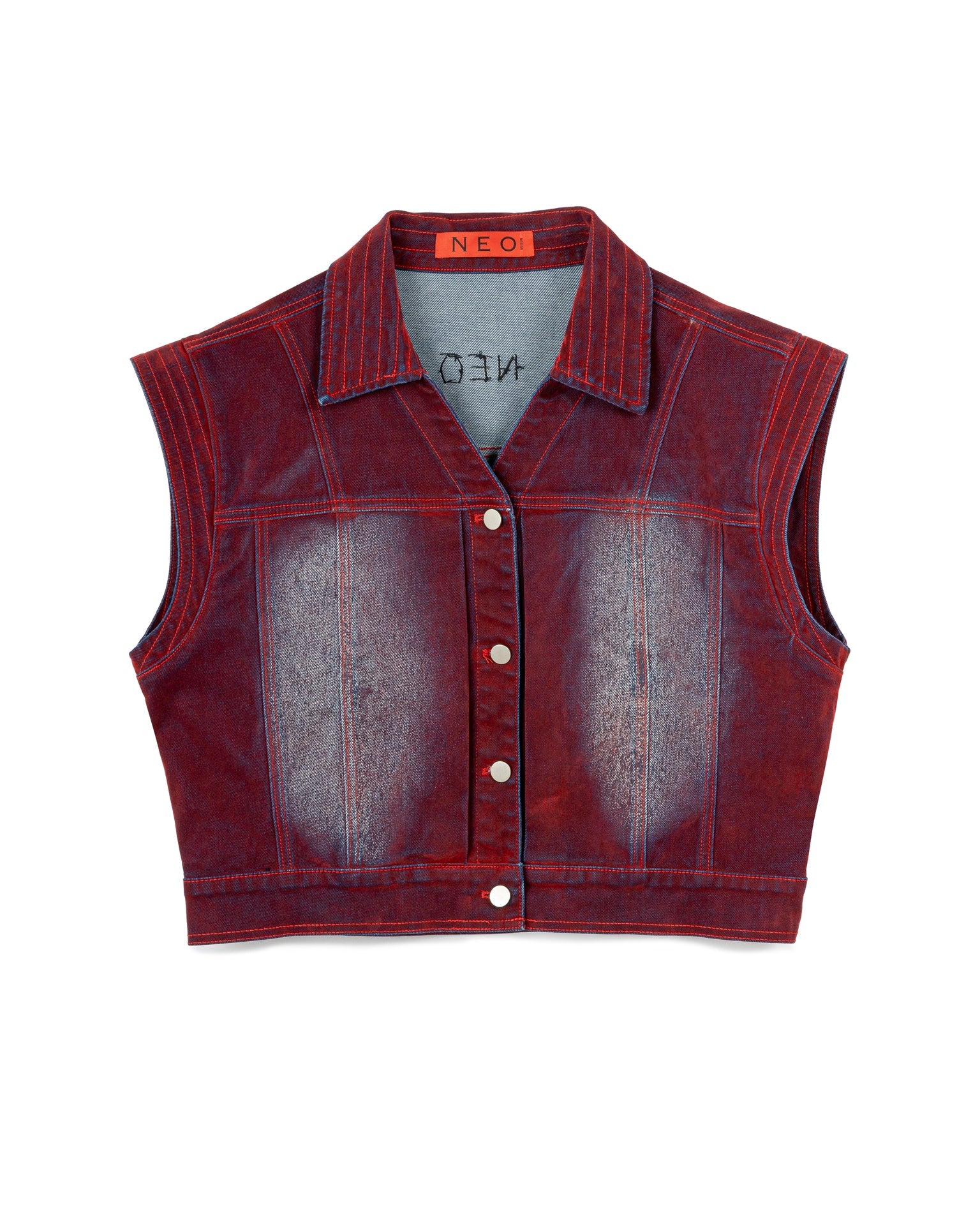 FADED WRINKLE SLEEVELESS OUTERWEAR RED
