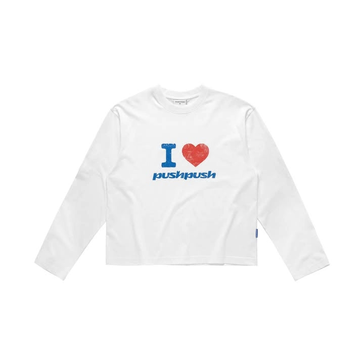 PUSH PUSH I LOVE PP LONG SLEEVE TEE WHITE