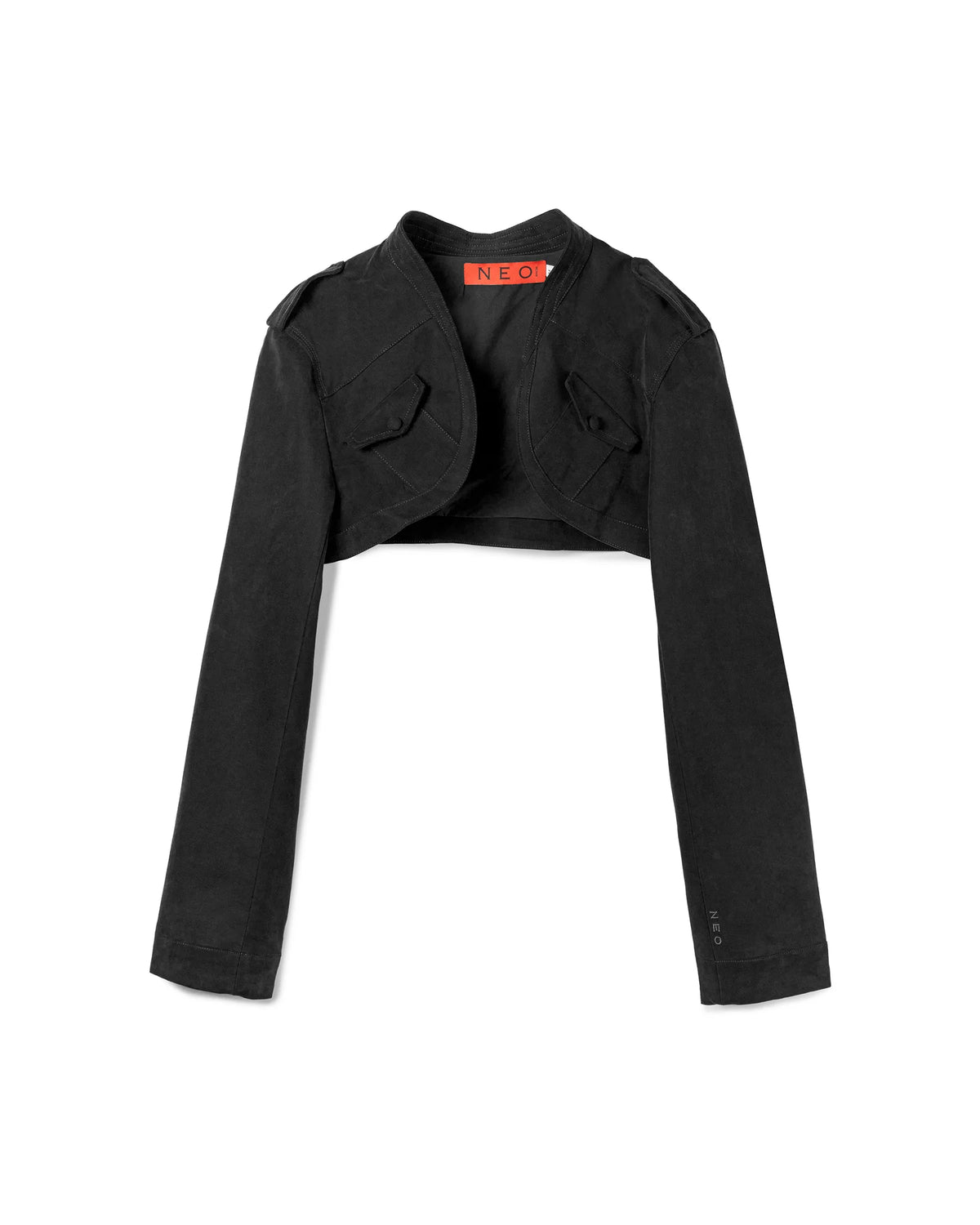 BUTTON CROPPED JACKET BLACK