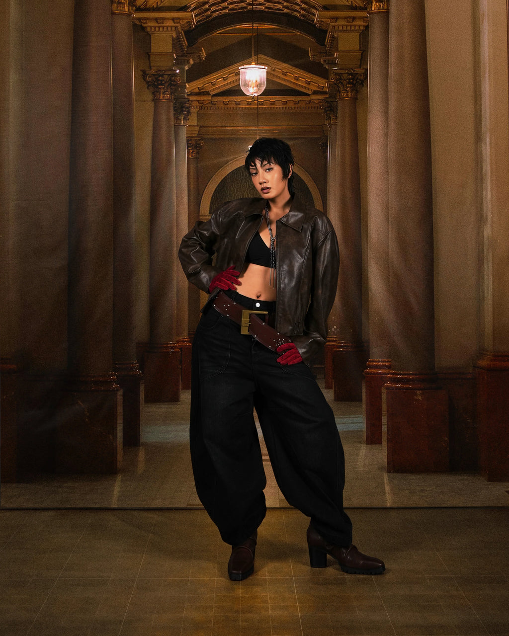 N E O OMERTA LEATHER JACKET BROWN