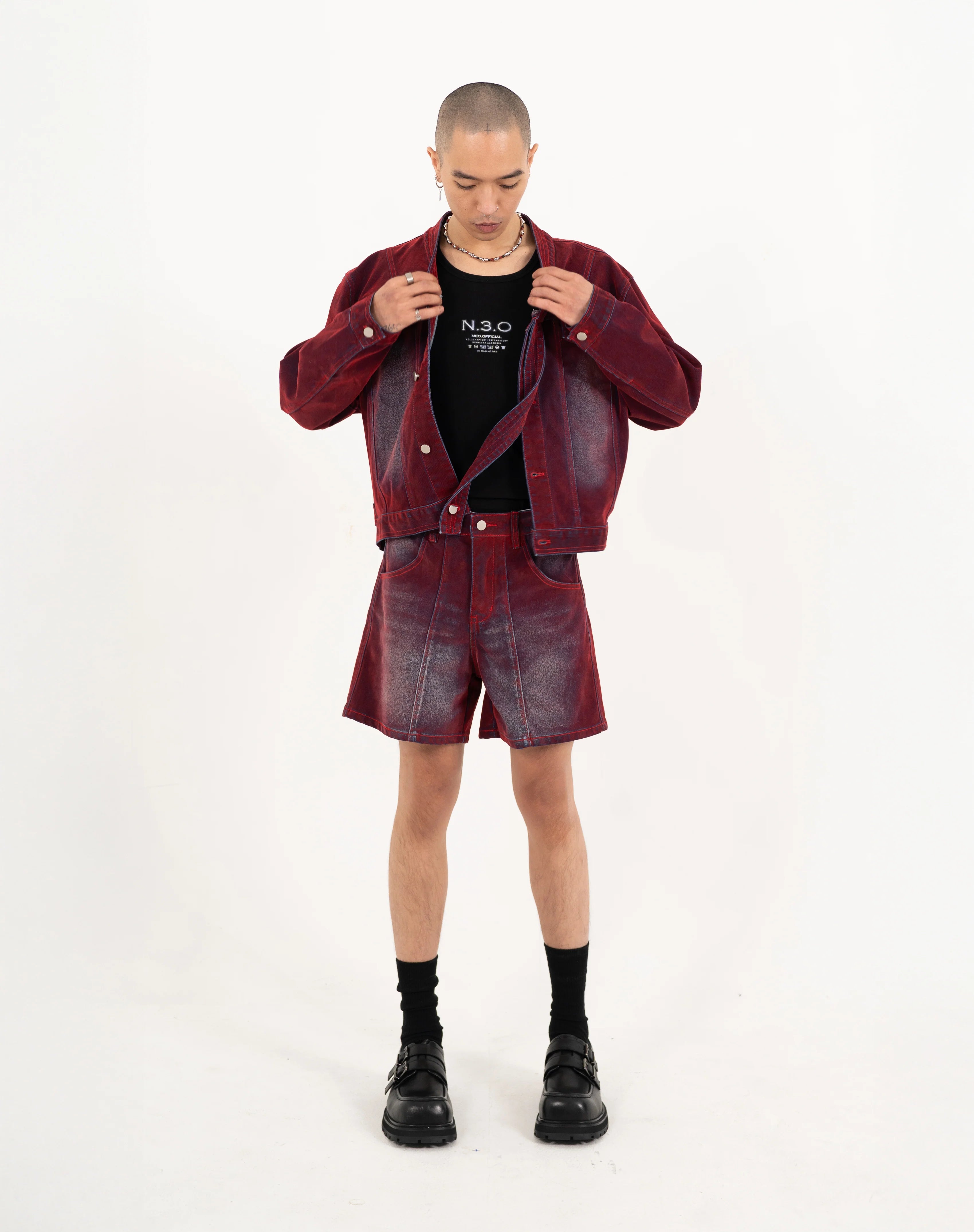 FADED WRINKLE JACKET RED