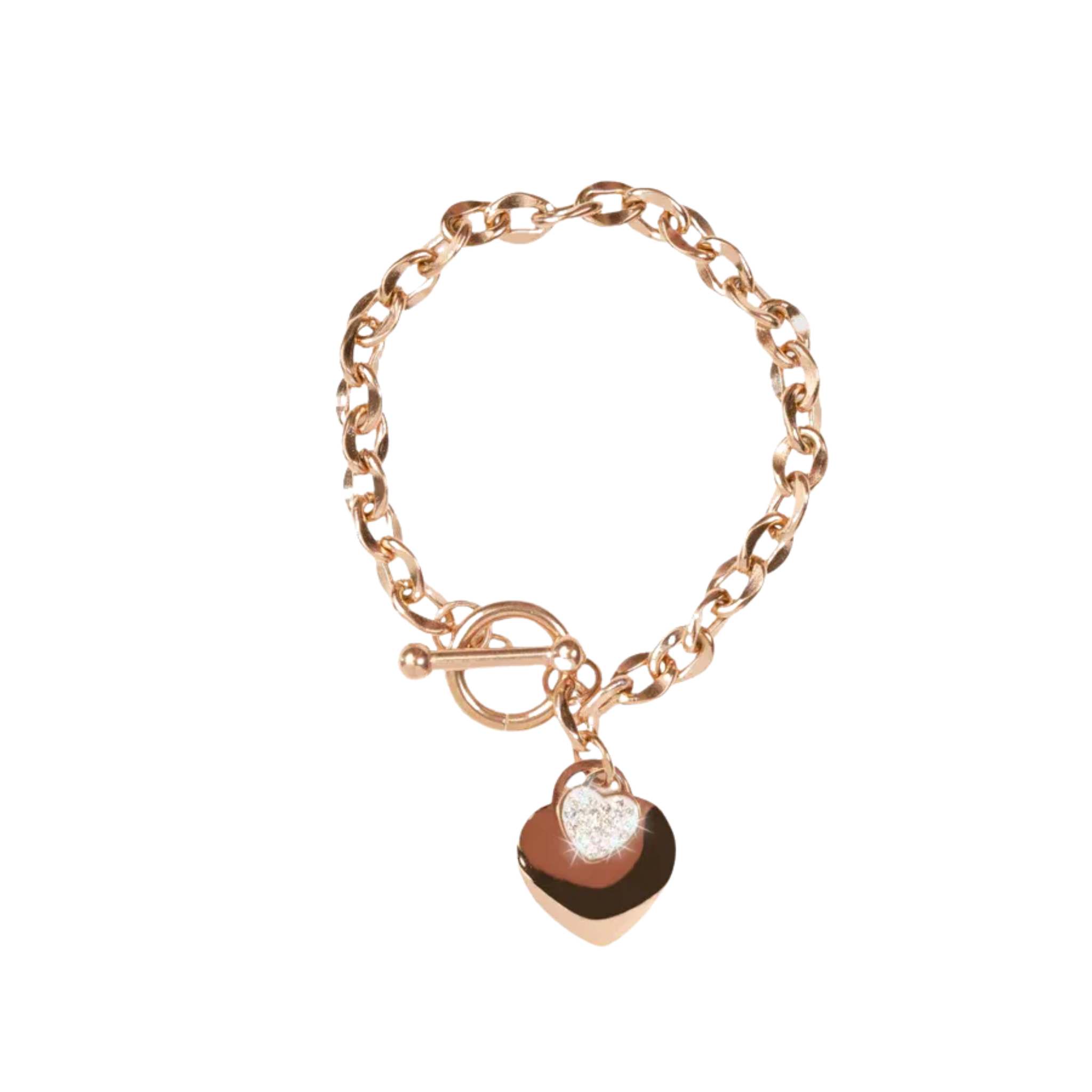 HEART LINK BRACELET ROSE GOLD