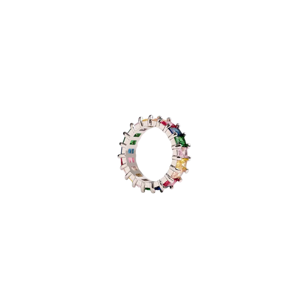MINI BAGUETTE RAINBOW RING SILVER
