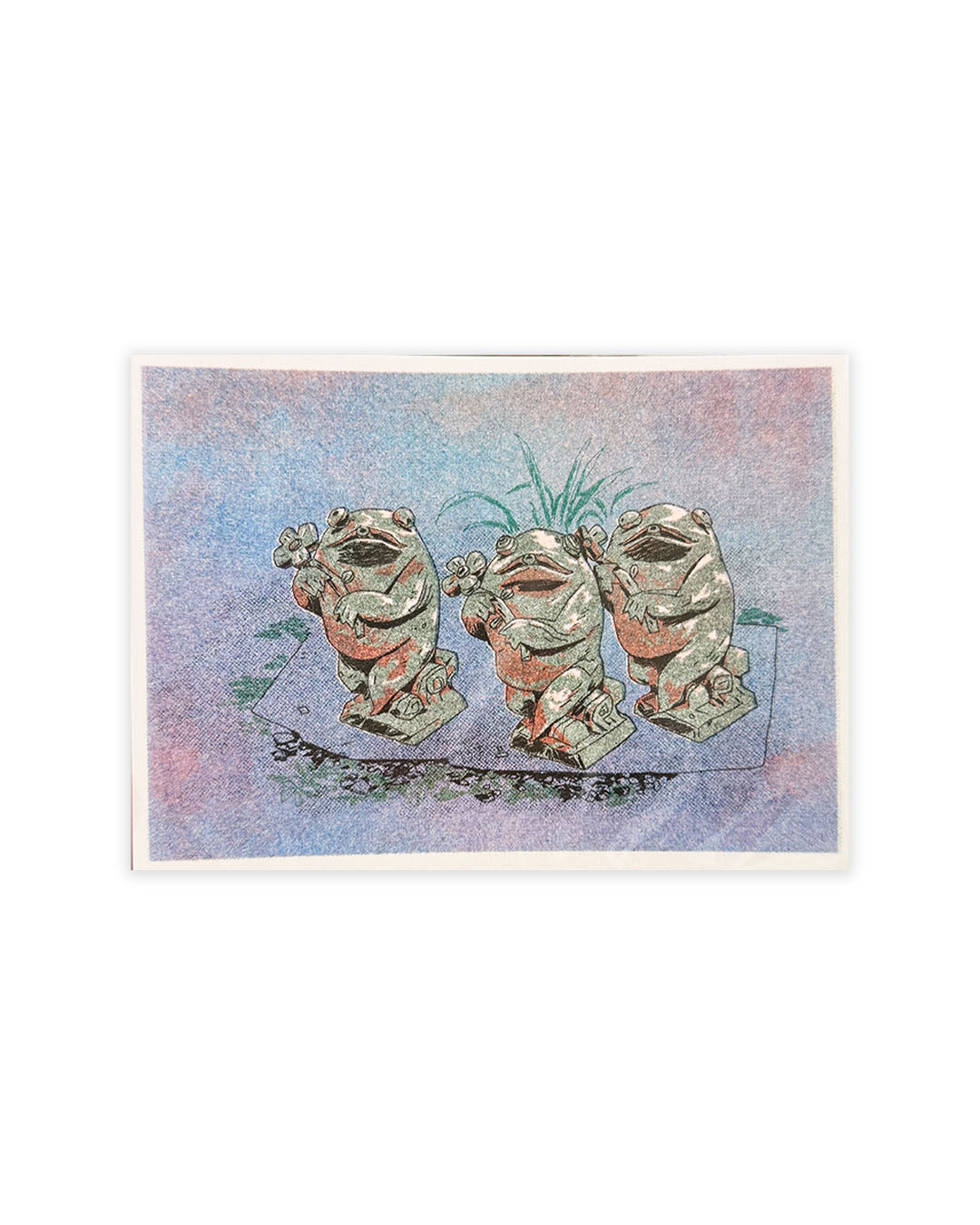 RISOGRAPH POSTCARD 3 FROGS