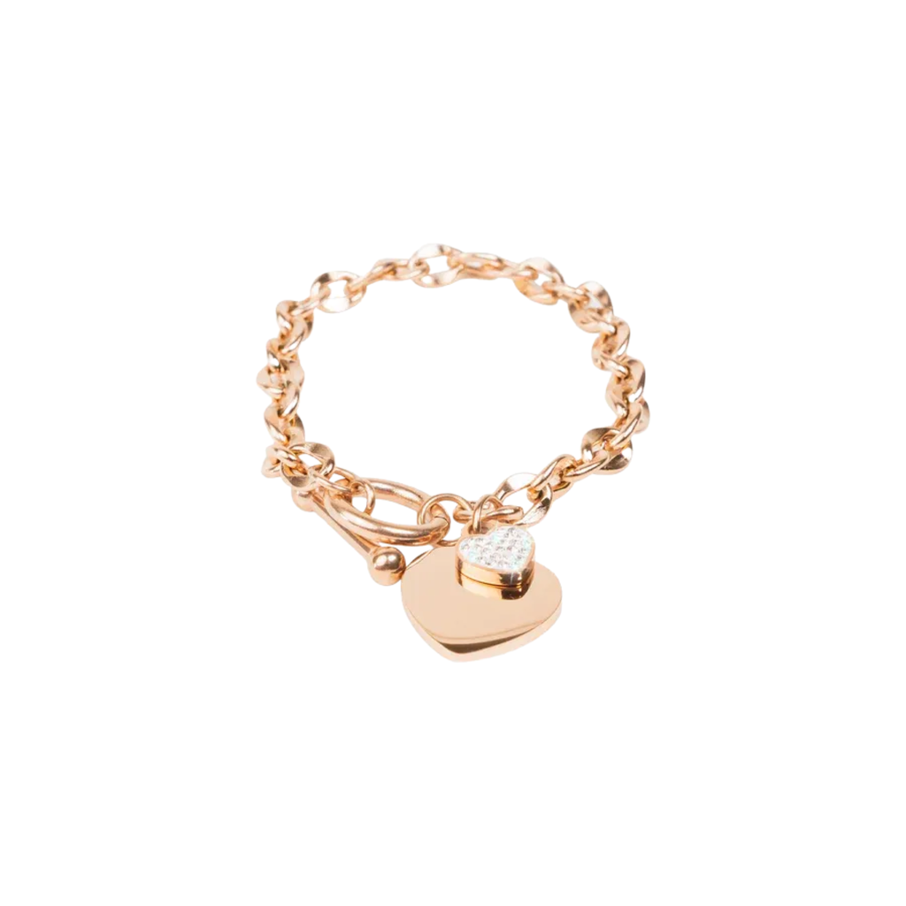HEART LINK BRACELET ROSE GOLD