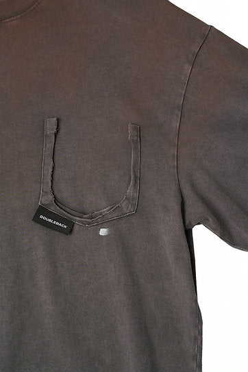 RIPPED POCKET T-SHIRT OVERSIZED RUSTED GREY