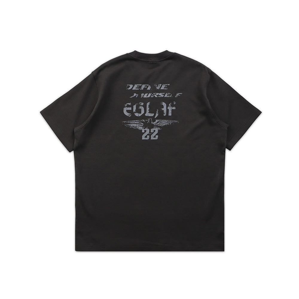 R//W DISTRESSED TEXT TEE BLACK