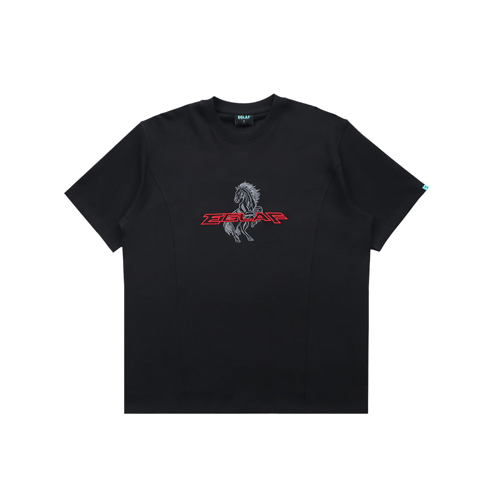 RU CHEST EMBROIDERY LOGO TEE BLACK