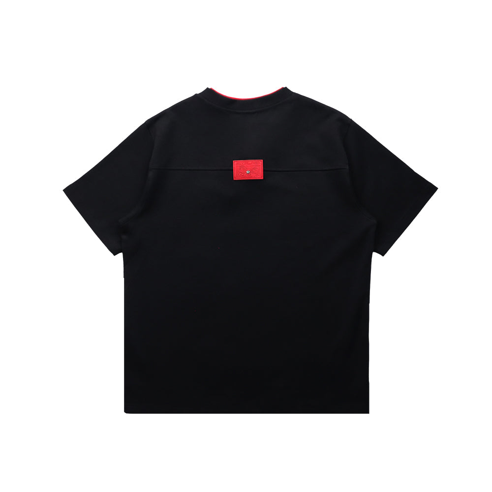 RU CHEST EMBROIDERY LOGO TEE BLACK
