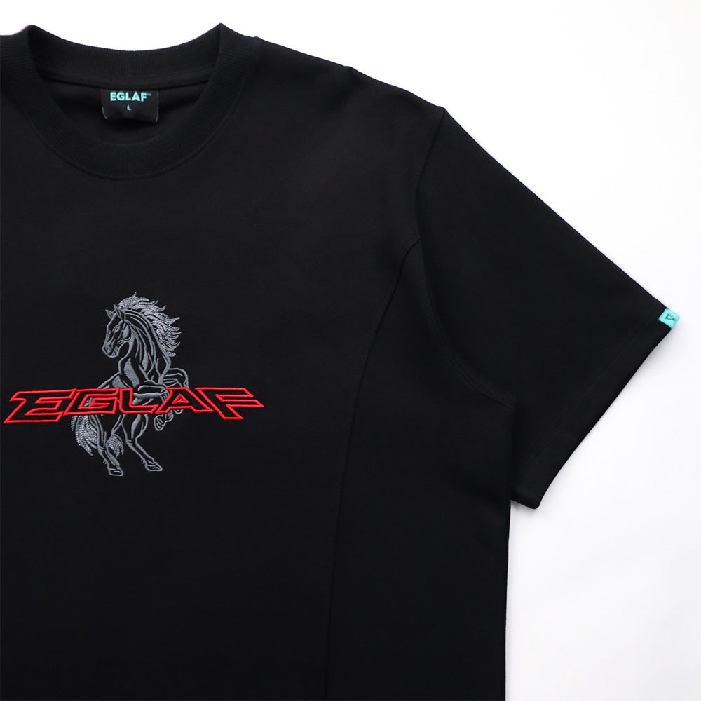 RU CHEST EMBROIDERY LOGO TEE BLACK