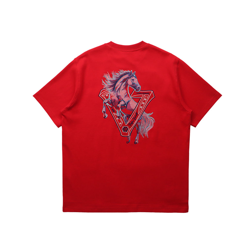RU EMBROIDERY STALLION TEE RED