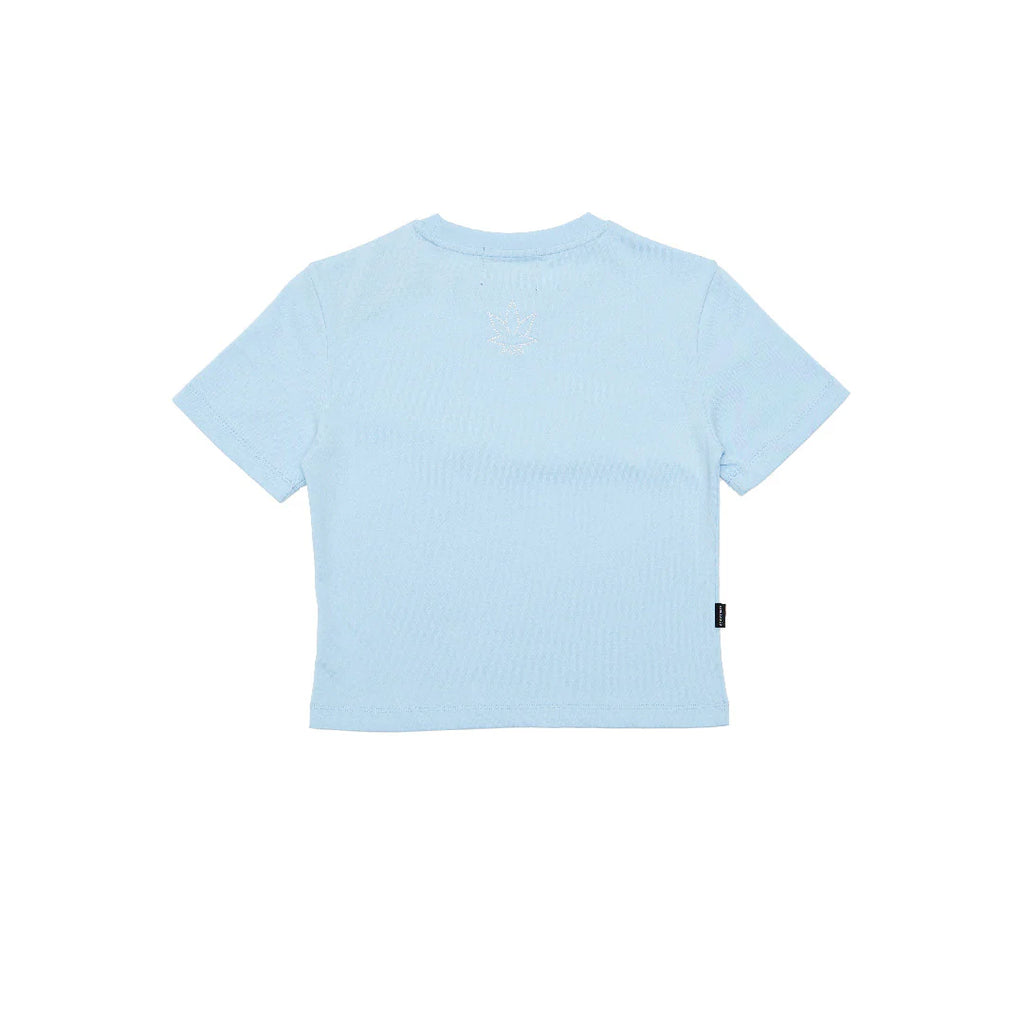 BLESSED 26 : CURSIVE PEARL CROP TOP BABY BLUE