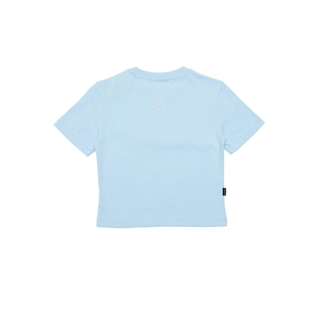 BLESSED 26 : CURSIVE PEARL CROP TOP BABY BLUE
