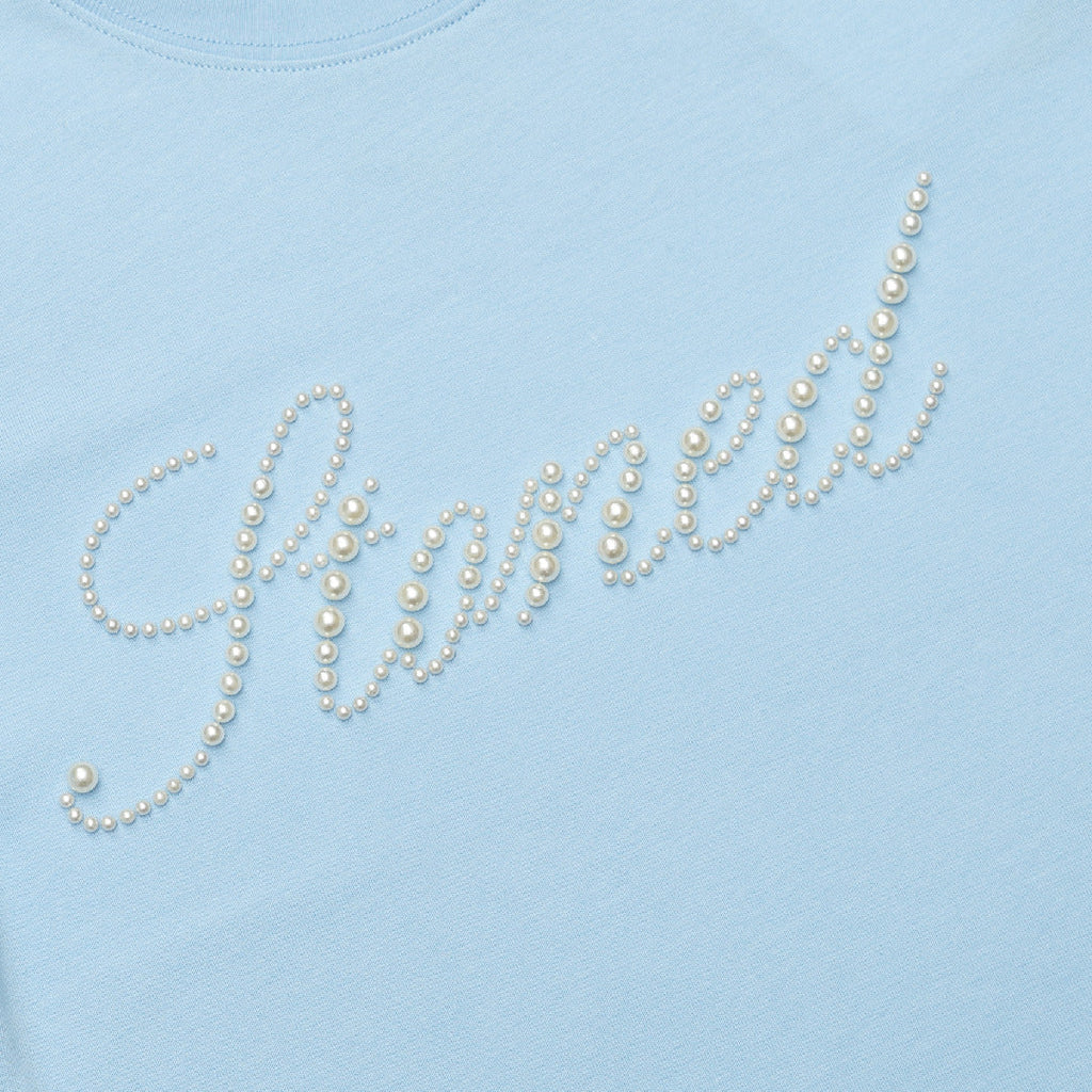 BLESSED 26 : CURSIVE PEARL CROP TOP BABY BLUE