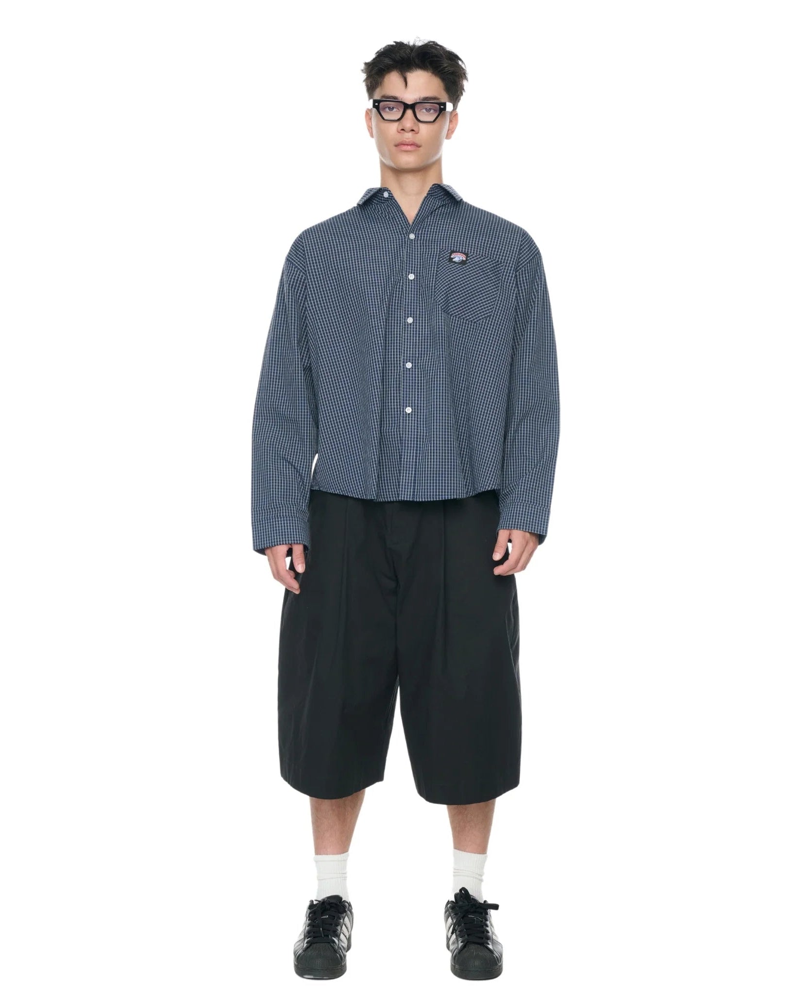GINGHAM OVERSIZE SHIRT NAVY