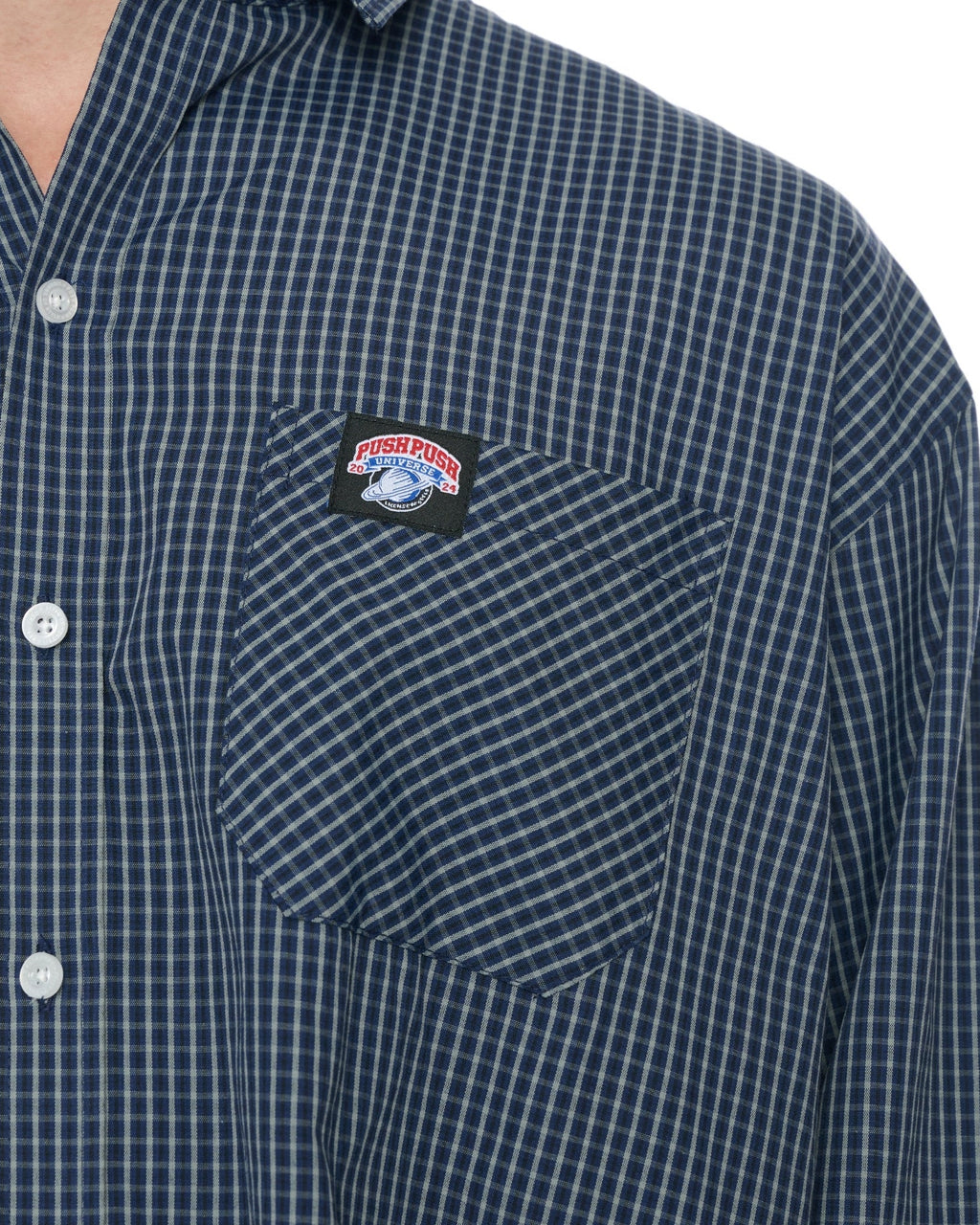 GINGHAM OVERSIZE SHIRT NAVY