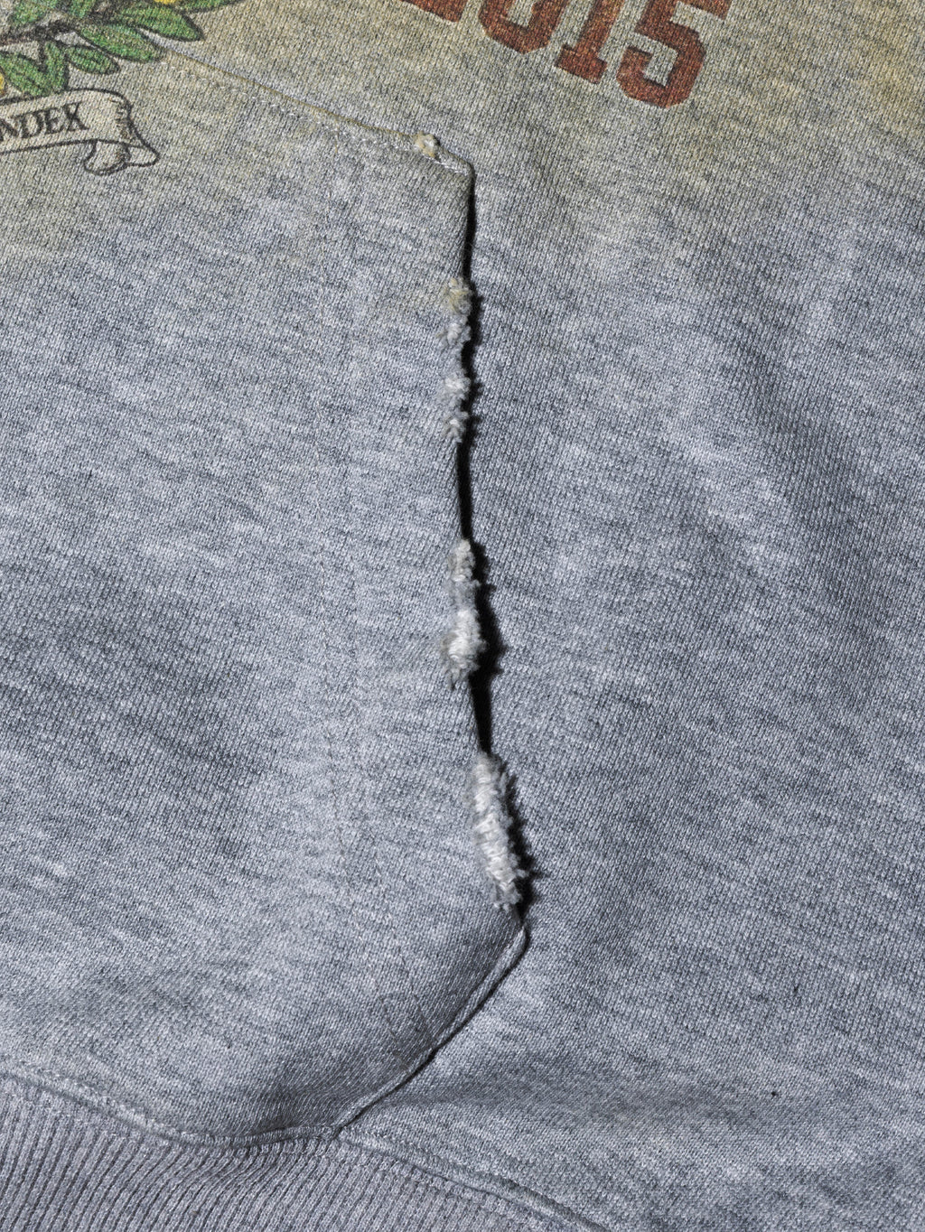 DISTRESSED VARSITY HOODIE GREY