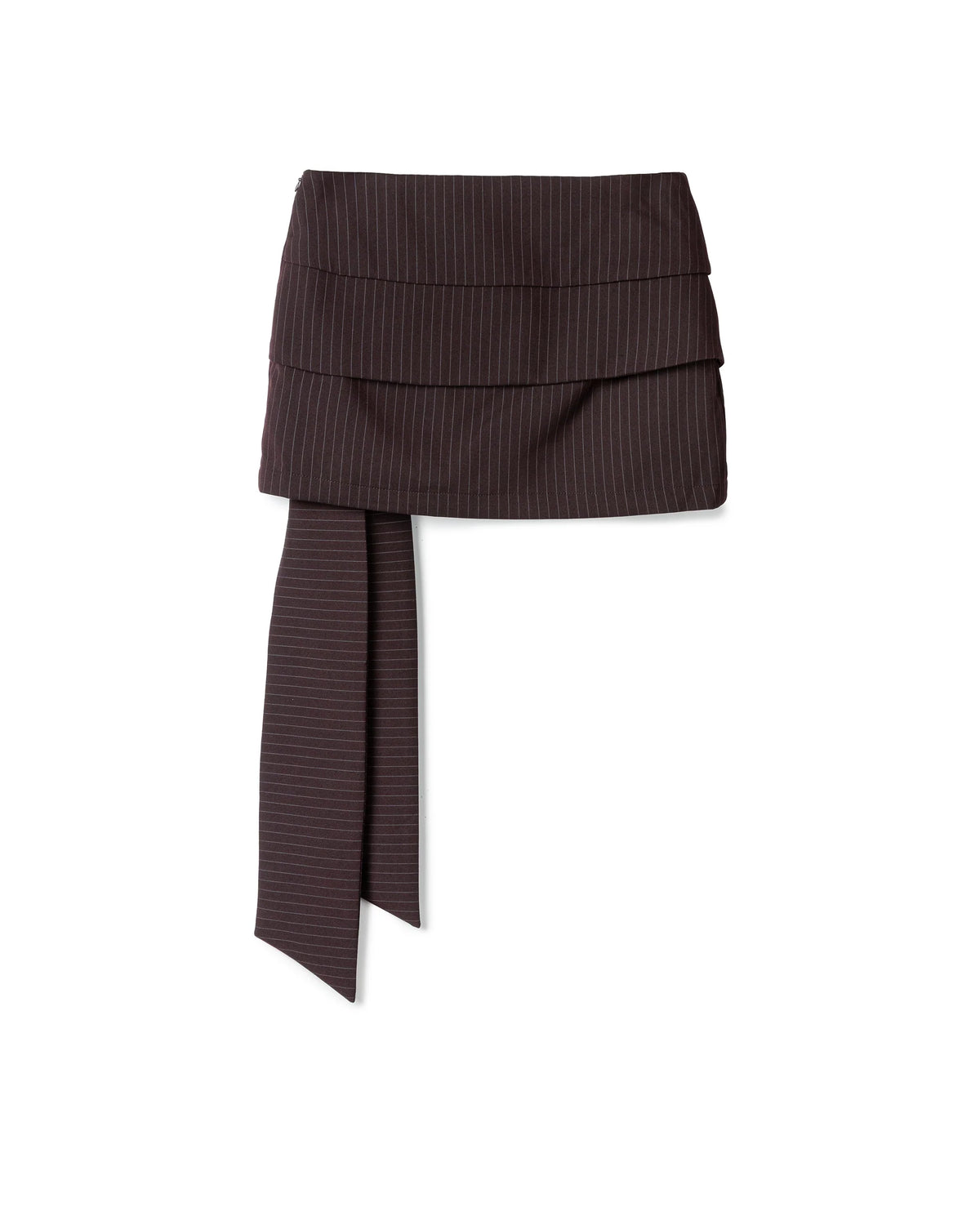 ASYMMETRICAL DRAPE TIE MINI SKIRT BURGUNDY