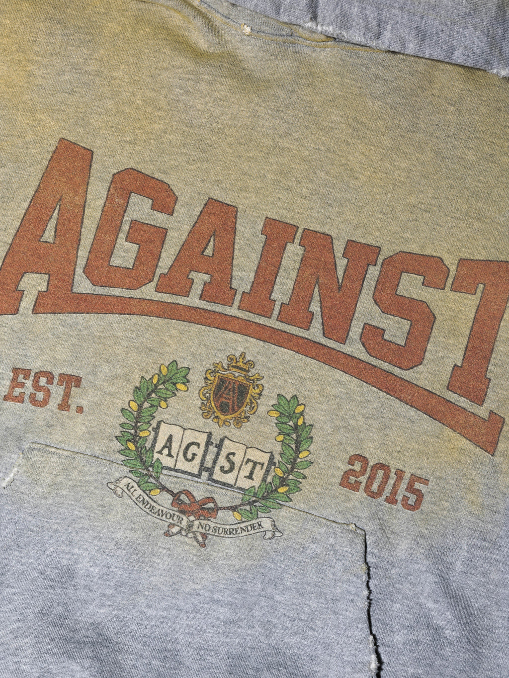 DISTRESSED VARSITY HOODIE GREY