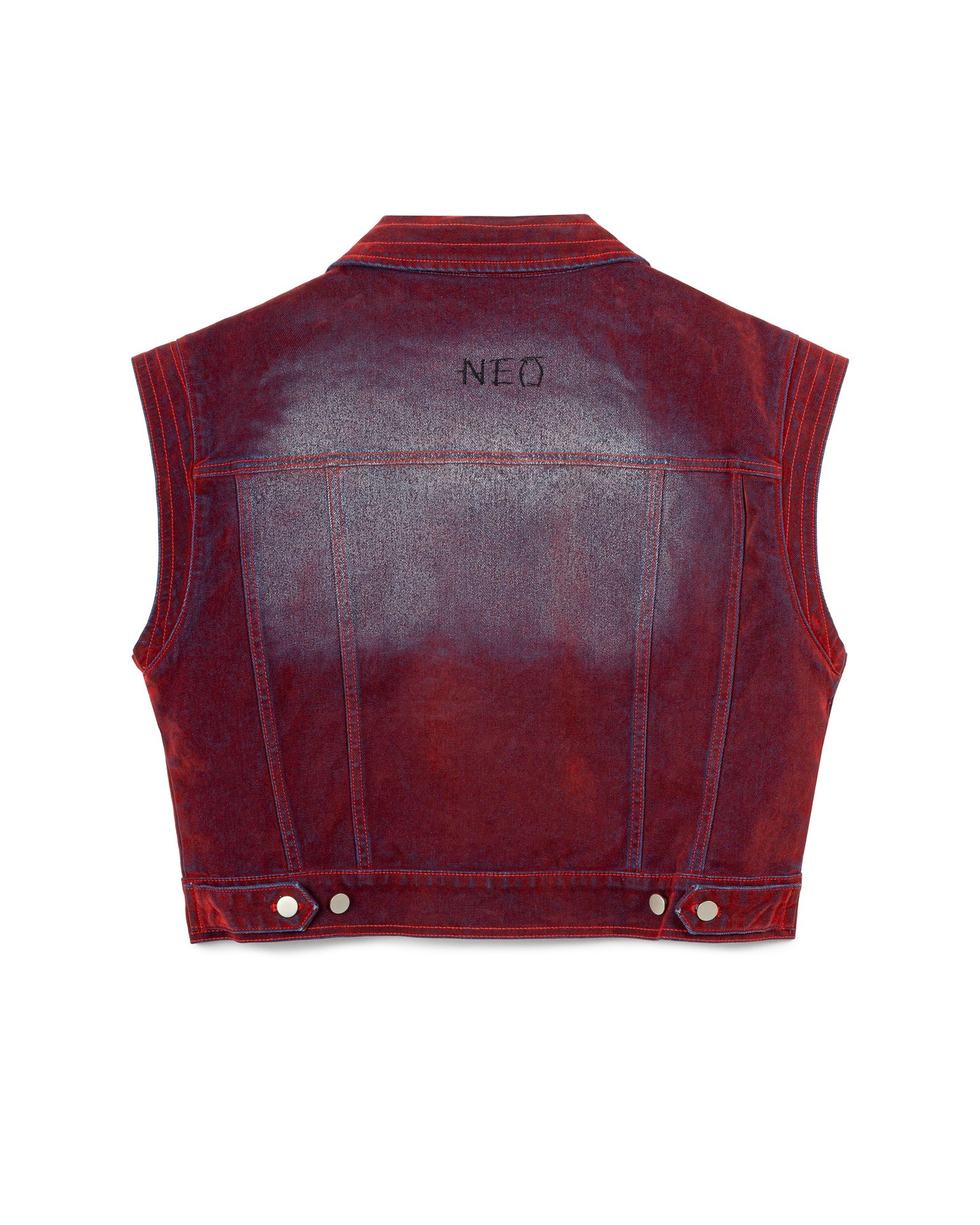 FADED WRINKLE SLEEVELESS OUTERWEAR RED