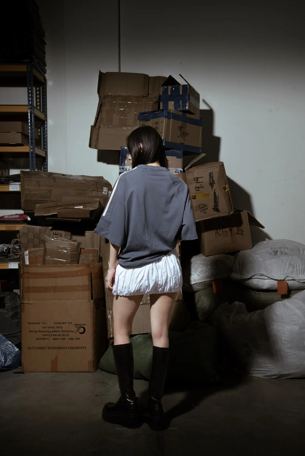 Distorted Logo Tee Ash Blue