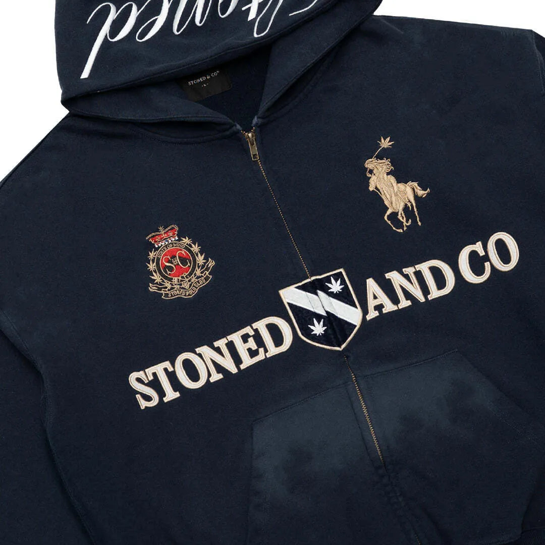 DARK HORSE : POLO ZIPPED UP HOODIE NAVY