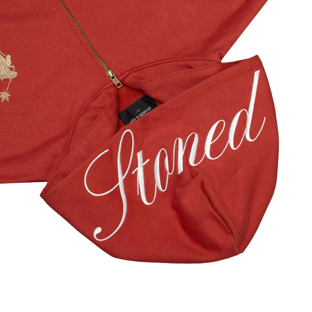 DARK HORSE : POLO ZIPPED UP HOODIE RED