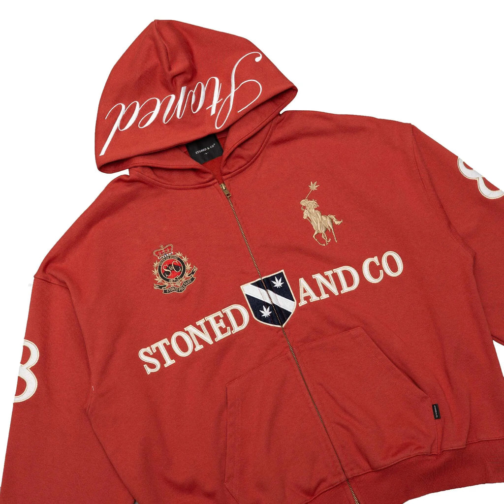 DARK HORSE : POLO ZIPPED UP HOODIE RED