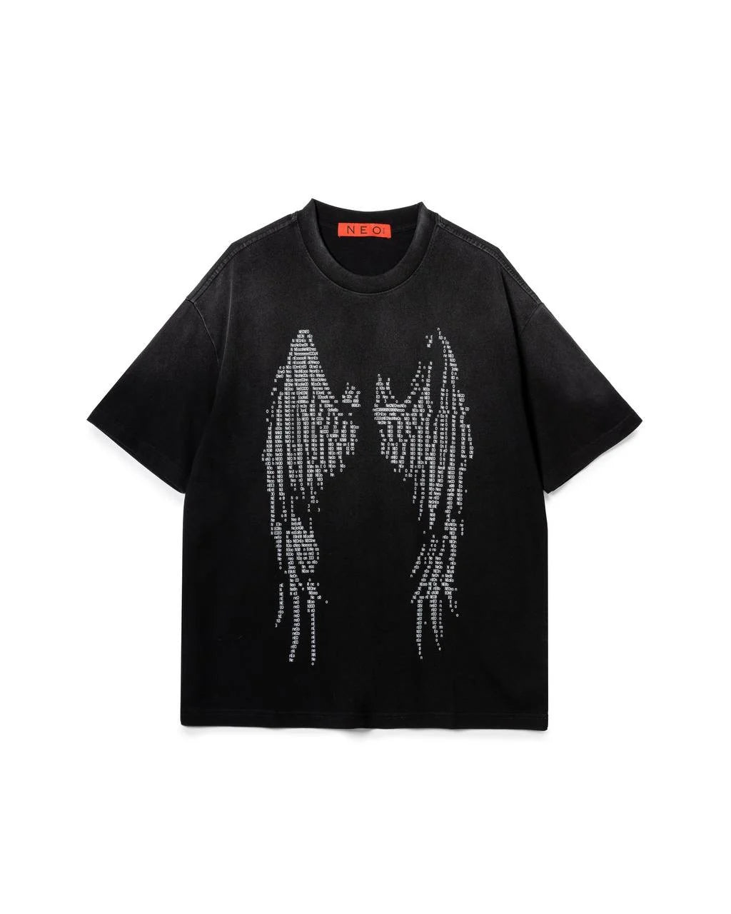 ACID WASH TYPOGRAPHIC WING PRINT TOP