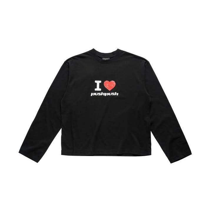 PUSH PUSH I LOVE PP LONG SLEEVE TEE BLACK