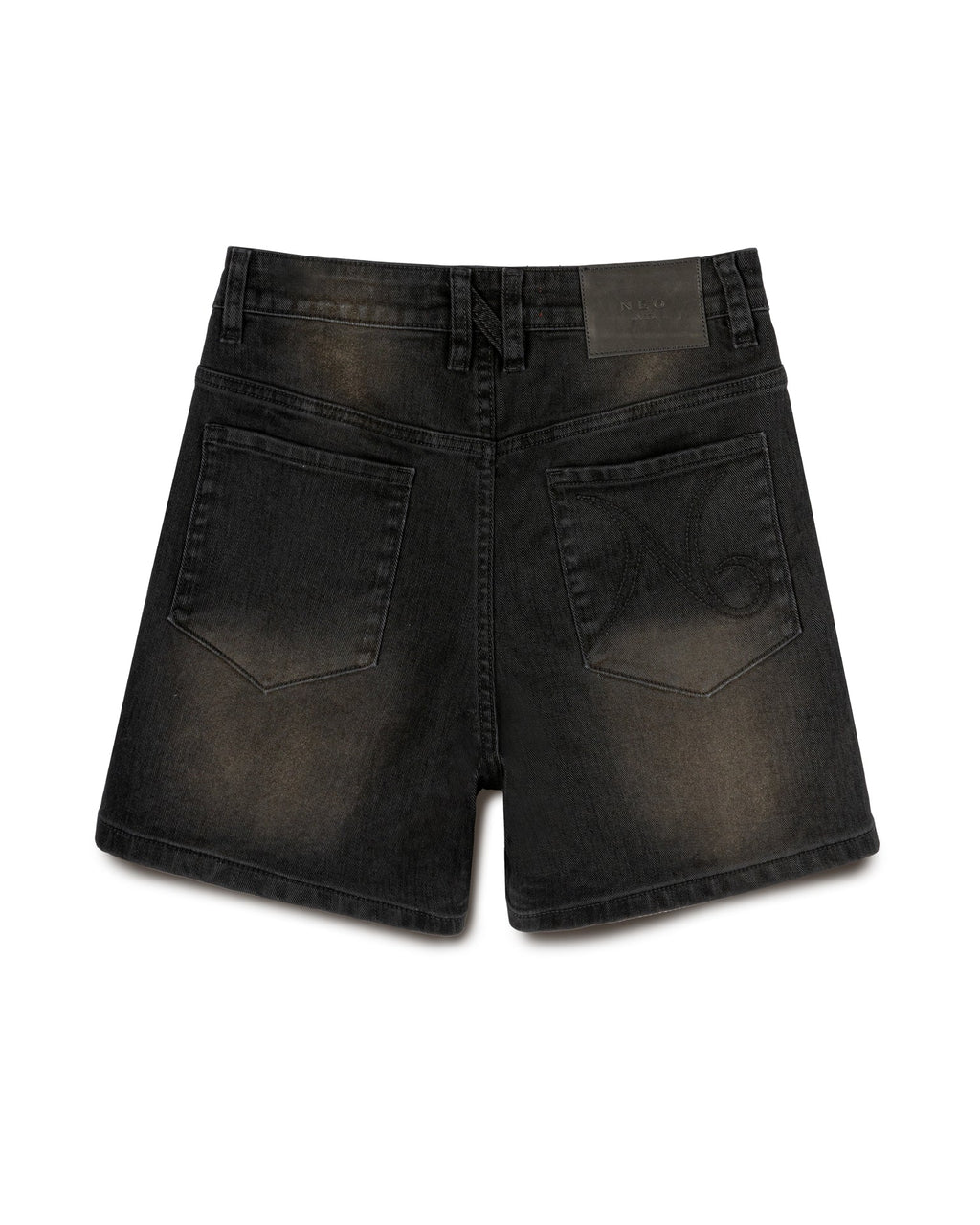 FADED WRINKLE JORTS BLACK